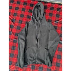 Athletic Full-Zip Hoodie with Thumbholes Black Performance Tech Jacket